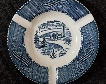 Small Ashtray in Currier and Ives Blue by Royal (USA)