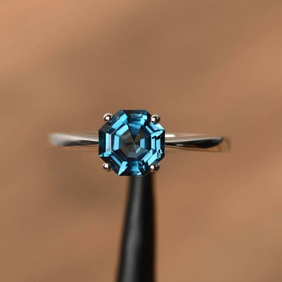 real London blue topaz rings promise rings octagon cut rings real London blue topaz rings promise rings octagon cut rings November birthstone silver rings - 웹