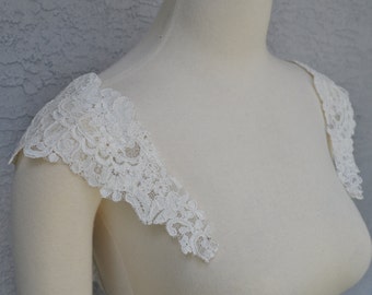 Detachable Ivory Alencon Lace Straps to Add to your Wedding Dress it Can be Customize