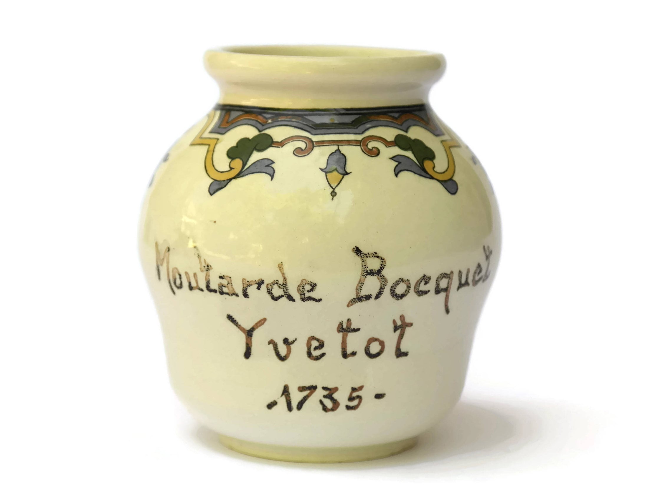 Vintage Digoin Sarreguemines French Faience Mustard Pot. Pottery