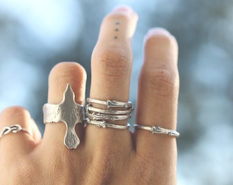 Artemis ; Sterling Silver Branch Twig stack ring