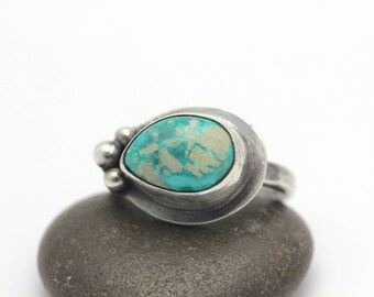 Turquoise Ring, Turquoise & Sterling Silver Ring, Small Boho Ring, Size 4.5
