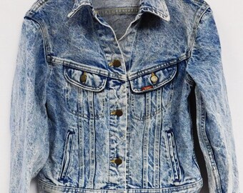 Vintage Womens Lee Denim Jean Jacket - Vintage Acid Wash Denim Jean Jacket * Made In USA