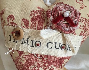 Red Toile Fabric Ornament