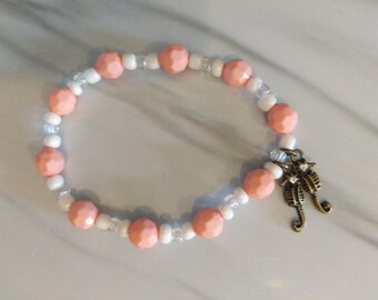 Peach Seahorse Bracelet -small