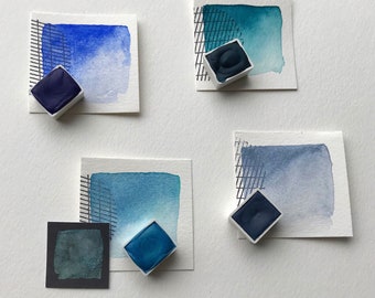 Handmade Watercolor Paint - Blues Symphony - Quad Palette