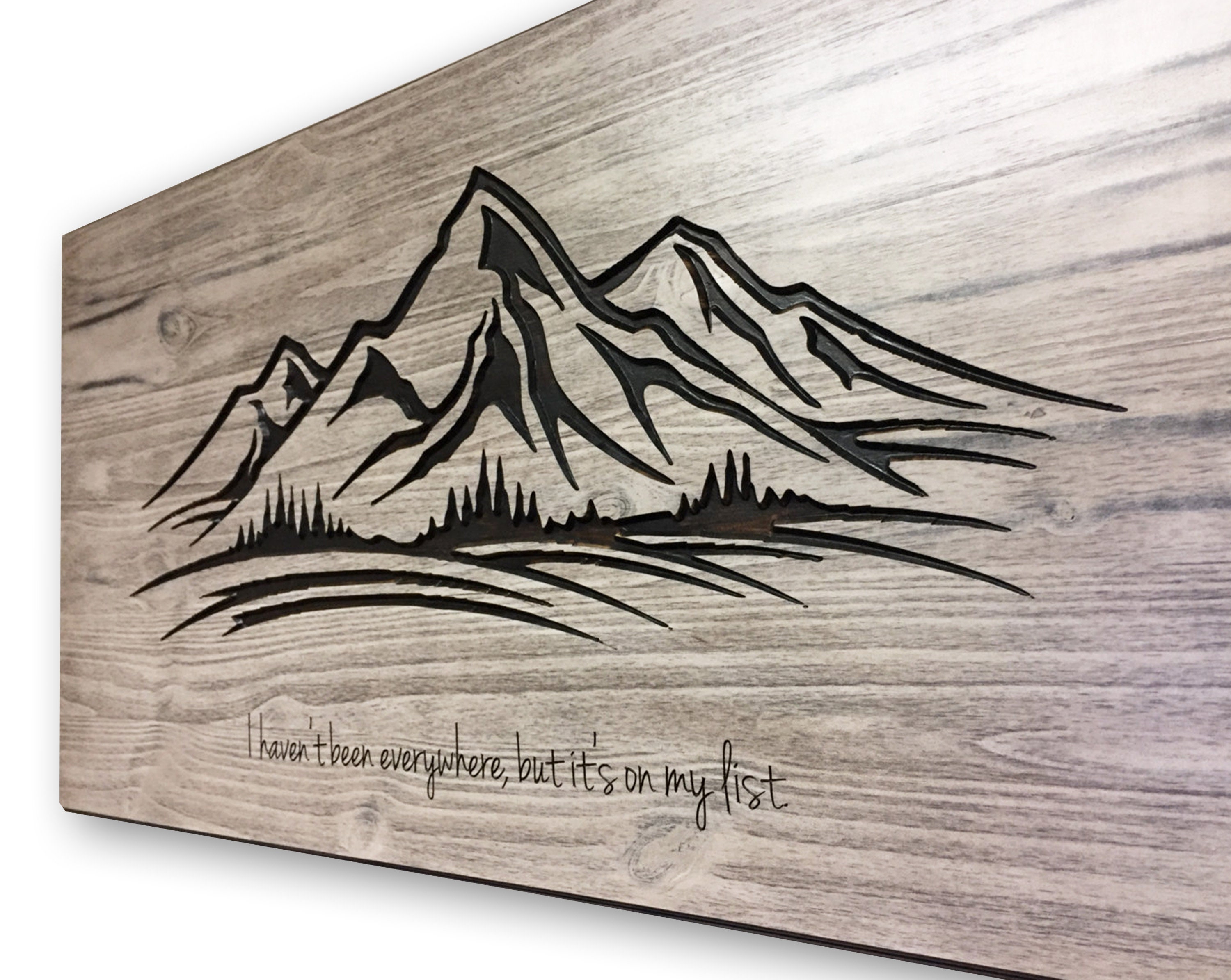 Mountain Wall Art Wood Carved Wall Art Mountain decor