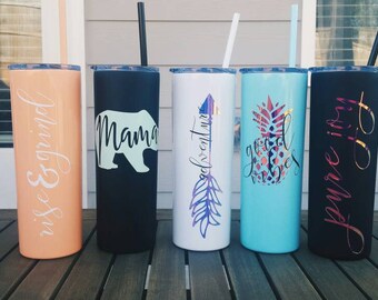 Personalized Skinny Tumbler 20oz, Custom Tumbler