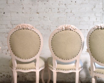 Painted Cottage Chic Shabby Farmhouse Pink French Chair