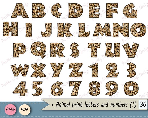 items similar to animal print alphabet digital letters