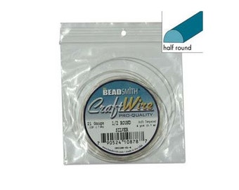 Half Round 21 gauge Non-Tarnish Silver Plated Wire 4yd 41569 , Beadsmith Wire, Silver Jewelry Wire, Silver Craft Wire, Wire Wrapping Wire