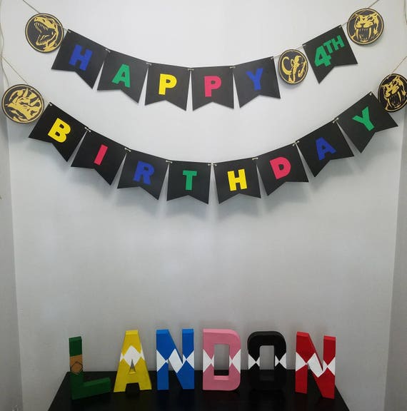 Download Power ranger happy birthday banner letters A-Z party