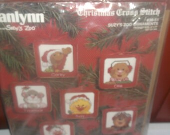 Christmas Cross Stitch Kit Janlynn Suzys Zoo Ornaments #38-51 Finished Size 3" by 3 " Set Of Six