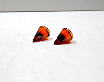 2 Red Magma Swarovski Raindrop Pendants, 14mm, Red, Magma, Raindrop, Swarovski, Bead Supply, Pendants, top drilled