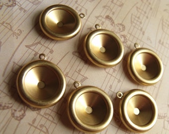 Brass 14mm Rivoli Settings Single Loop 6 Pcs