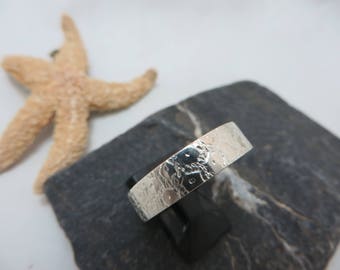 Textured sterling silver ring