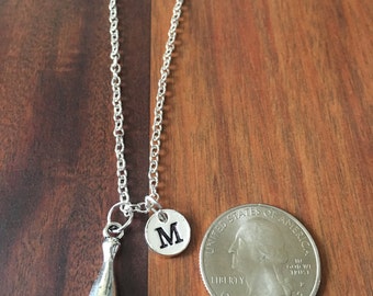 Bowling pin initial necklace, bowling necklace, gift for bowler, bowling jewelry, bowling pin jewelry, silver bowling necklace