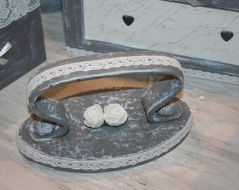 antique iron grey white lace, shabby decor