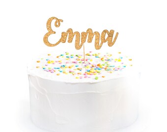 Personalized Name Glitter Cake Topper First Birthday Cake Topper Pink & Gold Birthday Party First Birthday Cake Topper Name Cake Sign