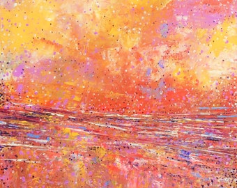 Abstract Landscape 'Lava Love' - acrylic painting on canvas - size 40cm x 40cm