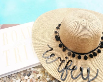 Sun Hat for Bride/Personalized Sun Hat/Sun Hat/Gift for Bride/Gift for Her/Personalized Bride Gift/Bridal Party Gift/Bridal Shower Gift/Fun