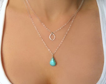 Sleeping Beauty Turquoise Necklace, Genuine Turquoise Jewelry, Genuine Turquoise Necklace, Sterling Silver, 14k Gold Filled Pendant Necklace