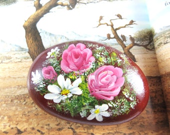 Handpainted Roses And Lilies Art Rock