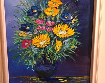Framed Bouquet Painting