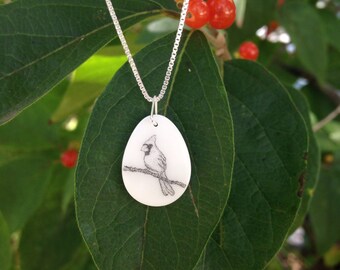 Cardinal necklace bird jewelry nature pendant