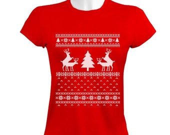 Humping Reindeer Ugly Christmas Sweater Women's T-Shirt