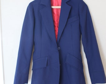 vintage long navy blue blazer jacket