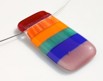 Fused Glass Pendant in a Rainbow Colorway