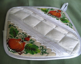 painted potholders kitchen cotton potholders with hand-painted gift for her painting folk kitchen decoration quilted pot holders colorful