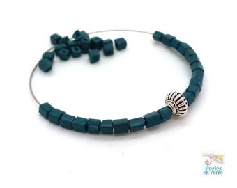 10 gr dark blue glass beads cubes seed beads 4x4mm (pv770)