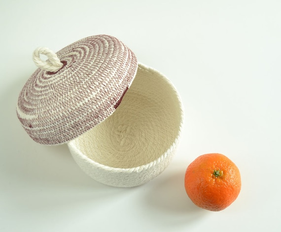 Cotton box, Box with lid, Jewellery box, Home office box, Bedside storage, Room decor, Boho style box, Natural white box Mediterranean style