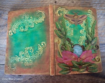 Quartz Healing Stone Personalized Journal, Custom Journal, Polymer Clay Journal, Flower Journal, Flower Diary, Quartz, Polymer Clay Art