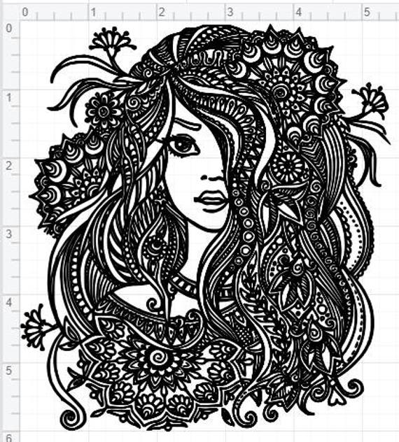 Download Mandala Style Woman Lady SVG PDF EPS Dxf & Studio 3 Cut Files