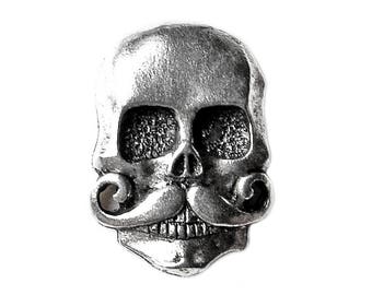 Skull with Mustache Lapel Pin