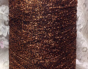 metallic coned yarn approx 3600 yds 12.8 oz rust black metallic machine knitting crafts altered art sweaters
