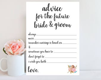 Black and White Bridal Shower Printable Games, Advice for Bride and Groom, Floral Sign, Wedding Shower Advice Card, Instant Download BRSG2
