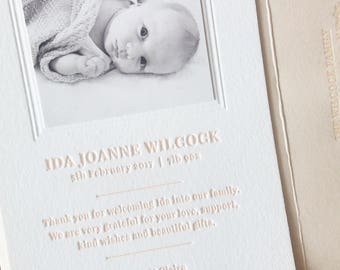 Letterpress Birth Announcement - Ida Sample