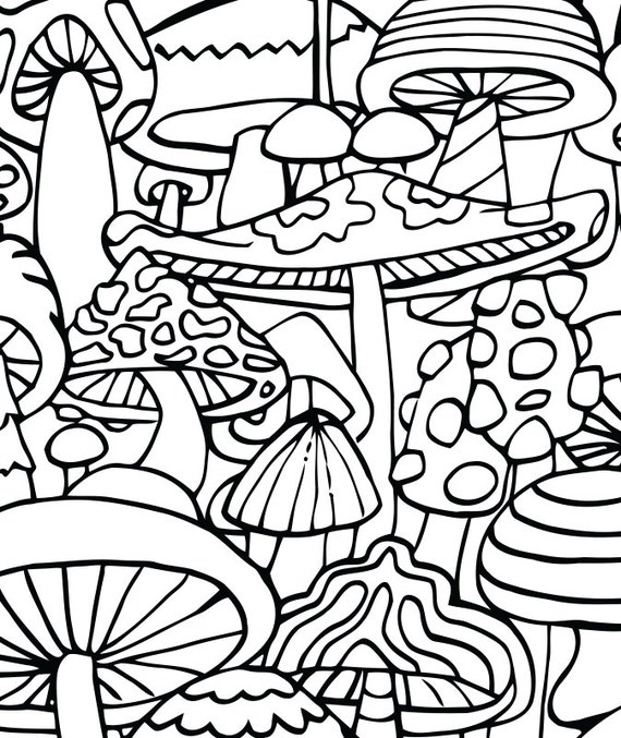 adult coloring page mushrooms printable coloring page for adults part of the hippie kitsch adult coloring book - Trippy Coloring Book Pages adult coloring page mushrooms printable coloring page for adults part of the hippie kitsch adult coloring book - Trippy Coloring Book Pages