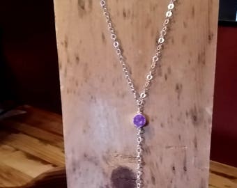 Druzy Sterling Silver Y Necklace