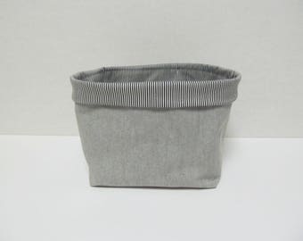 Fabric Storage Bin/Gray x Stripe