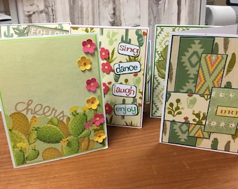 Set of 6 Handmade Southwestern themed Greetings Cards