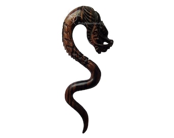 1 x Ebony Wood Dragon Ear Spiral Orangic Plug Stretched Ear Weight
