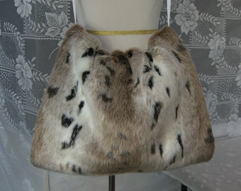 Oversized Snow Lynx Fur Hand MUFF, Women's Hand Muff, Faux Fur Muff, Extra Large Handmuff