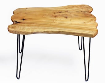 Live Edge Coffee Table, Reclaimed Wood Coffee Table, Live Edge Table, Small Coffee Table, Hairpin, Living Room Decor, 20.5" Tall, HW950-542