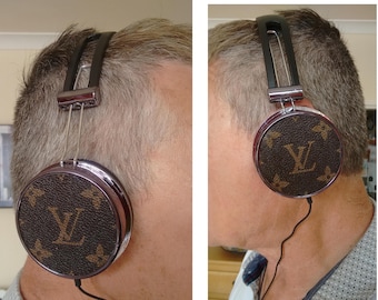 Louis Vuitton customised headphones with re-worked original LV fabric on each end bin... good quality boxed