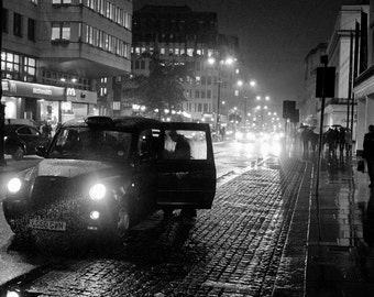 London Taxi print, Black Cab Print, London Prints, City Print, Black White Photography prints, street photography, London art prints